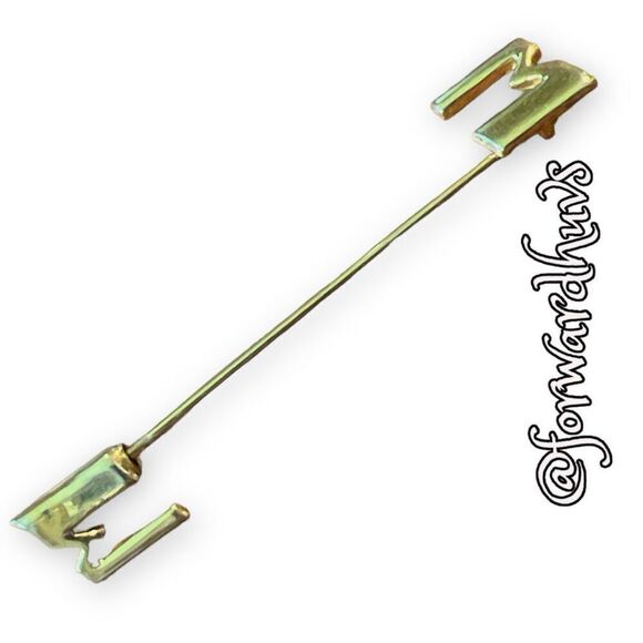 Gold Tone Stick Pin With an “M” Pin Stopper - Picture 7 of 9
